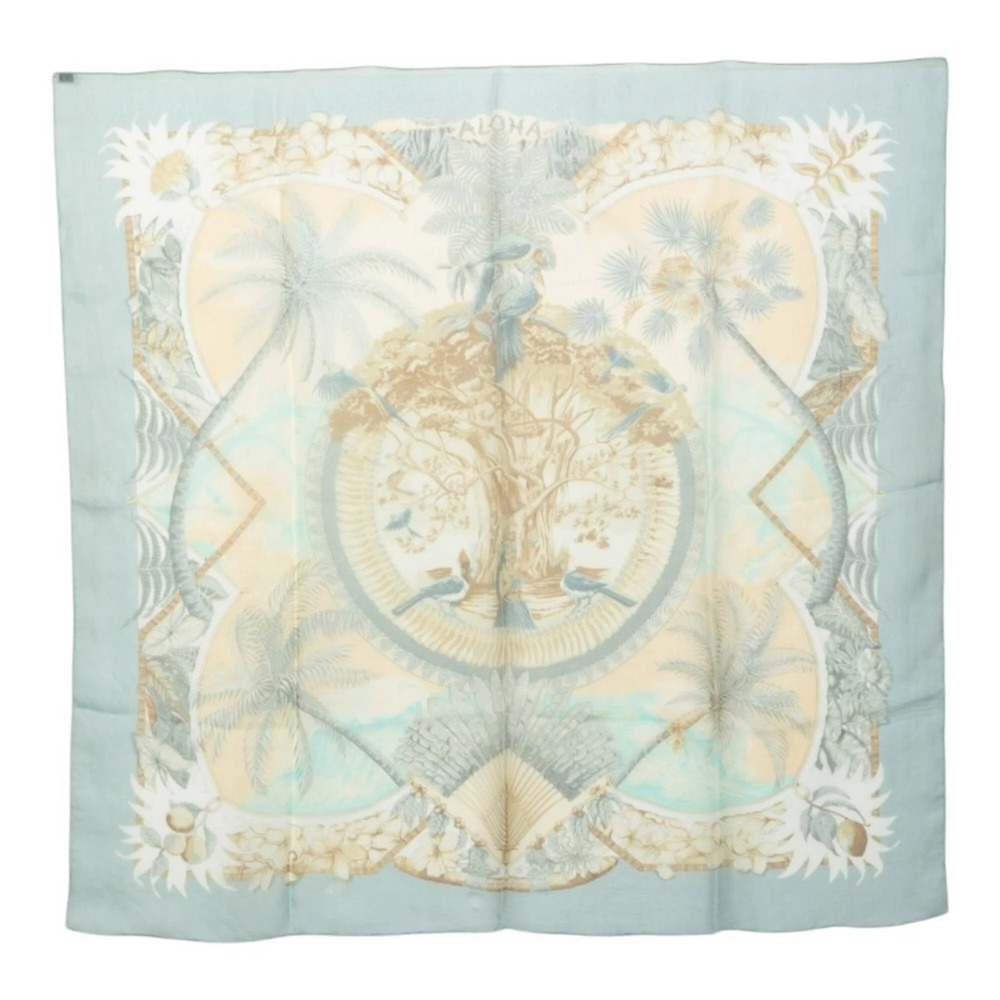 Hermes Carre 90 Aloha Scarf/Muffler, Blue/Multicolor Silk, Women's